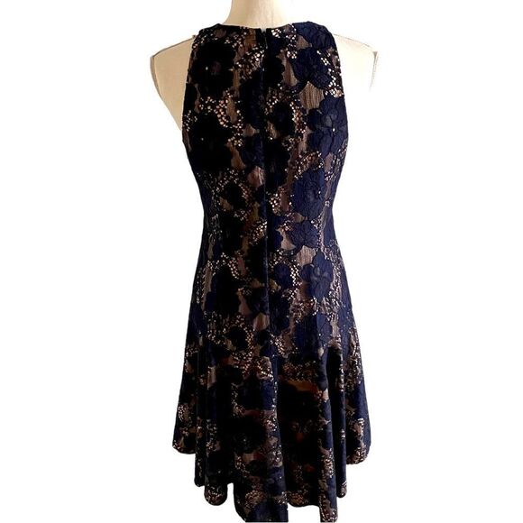Eliza J Blue Lace Overlay Dress Size 2 - Picture 5 of 7